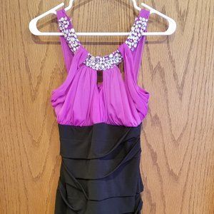 Ruched Bodycon Dress with Jeweled Halter Top